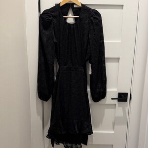 ASTR - Black Long Sleeve Dress with Open Tie Back - Black - L